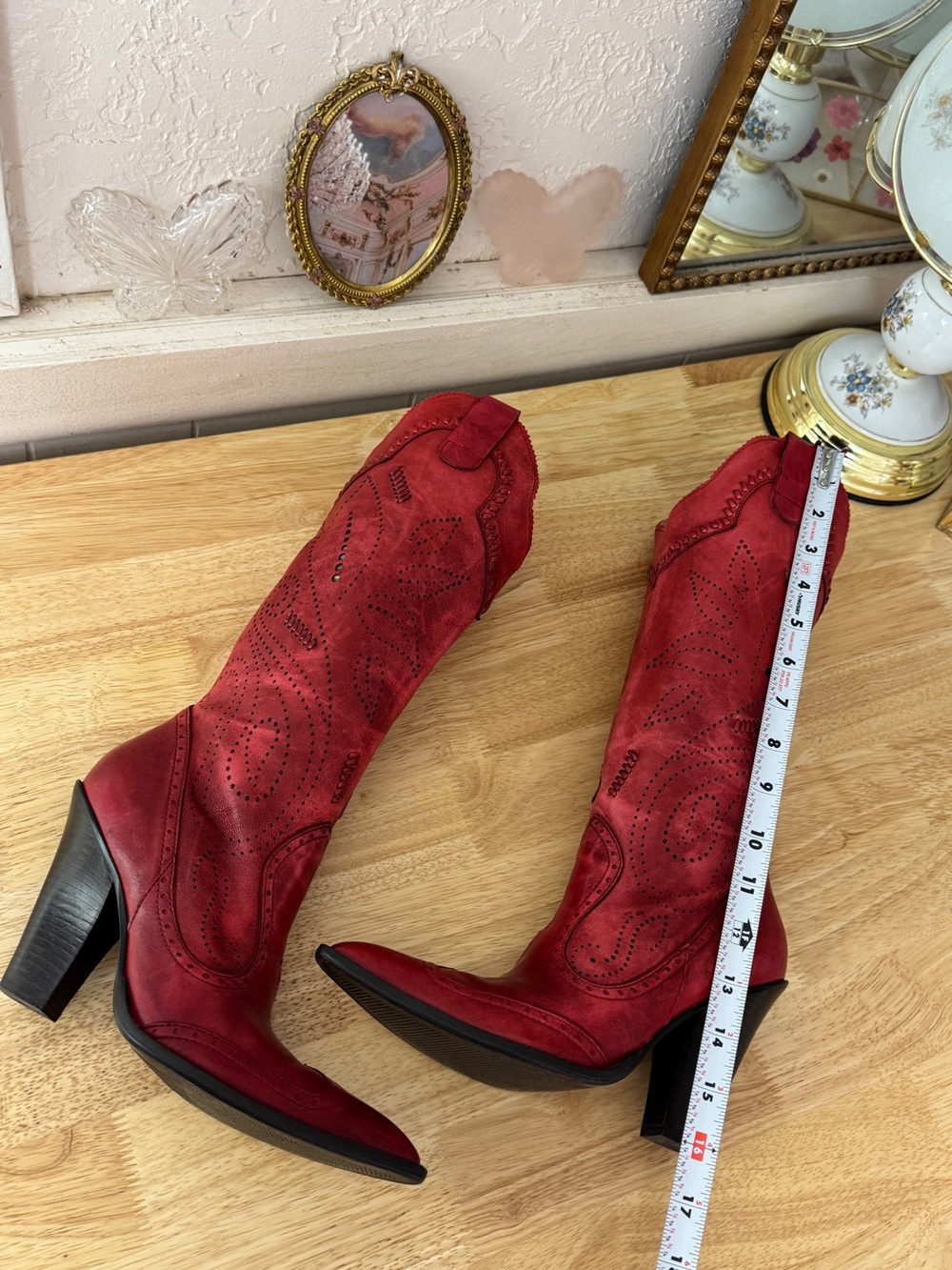 Whimsical BCBG Girls Red Western Cowboy Boots Pointed Toe Block Heel Size 5.5 - Picture 5 of 16